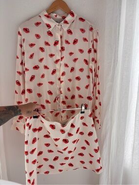 Zara lips matching set - blouse and mini skirt